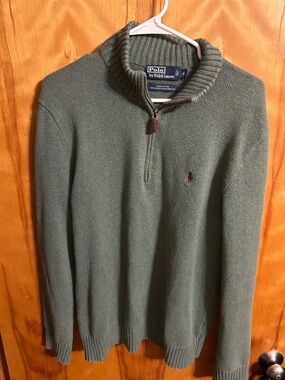 Polo by Ralph Lauren Men's Olive Green Half-Zip Sweater
